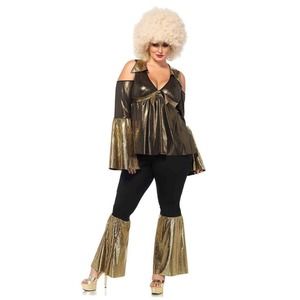 Disco Diva 70s Decades Gold Retro Halloween Adult Costume Sz 3X - 4X MSRP $78